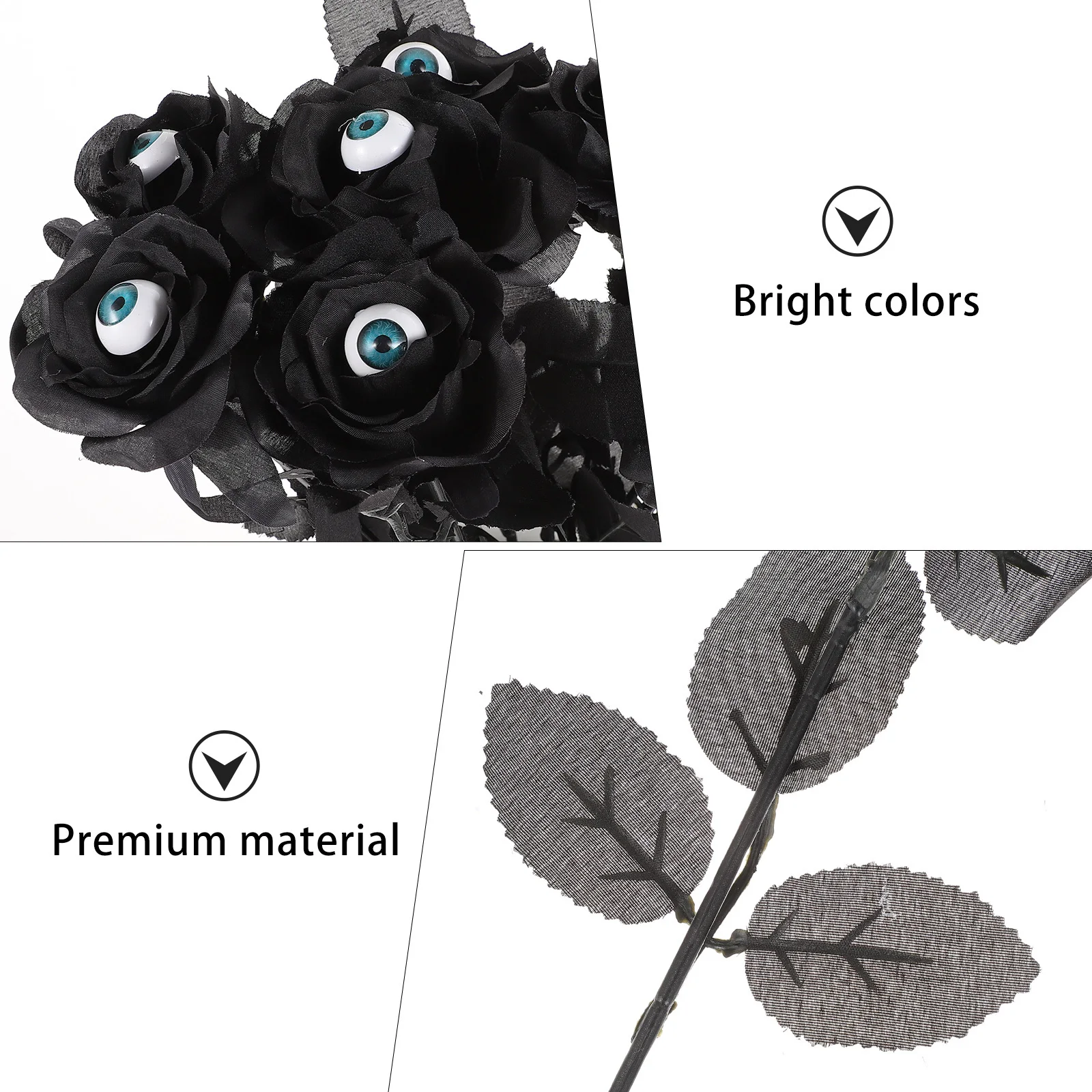 

8Pcs Simulated Rose Decoration Halloween Prop with Eyeball Creepy Party Supplies for Haunted House Indoor Layout