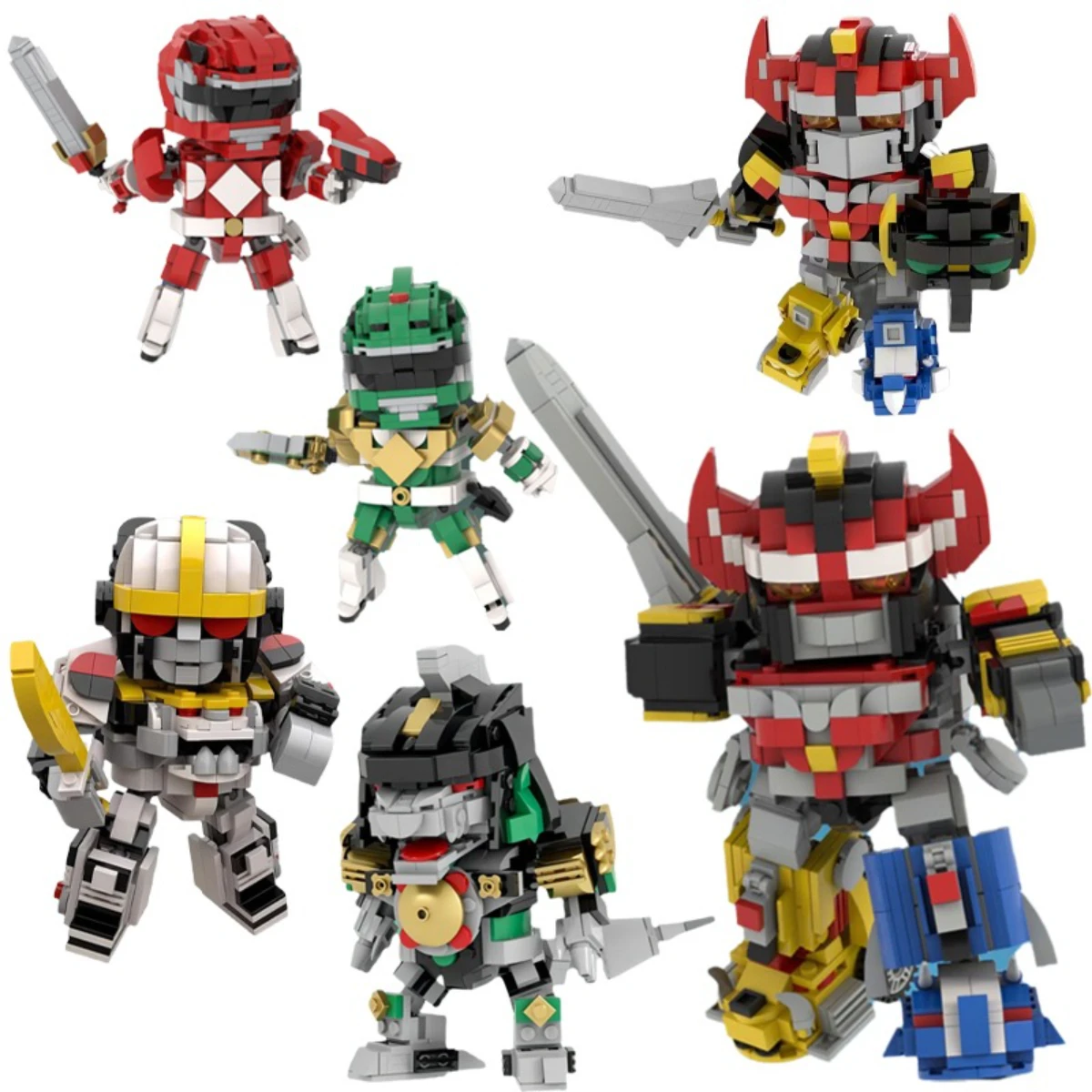 

Аниме-фильм серии Powered Dinosaur Team Big Beast God Mecha Building Blocks MOC Детская игрушка Красный Зеленый Рейнджер Модель робота Подарок для мальчика