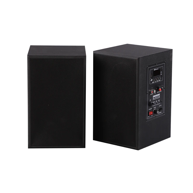 Premium 30 Watt Home Theater Stereo Sound System Wooden Boxes Bookshelf Active Pair Speakers Pairing Speakers