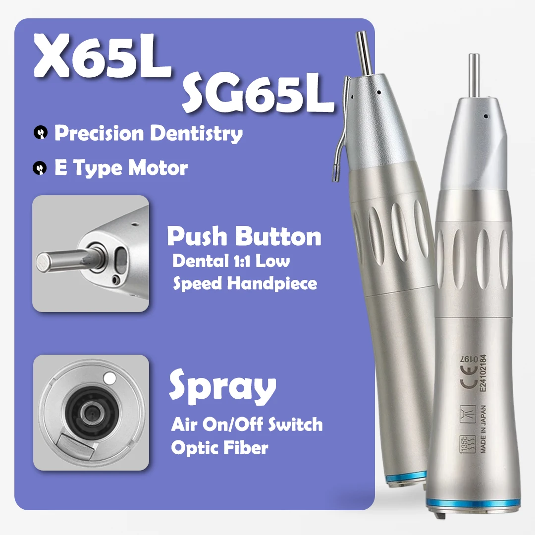 Dental 1:1 Low Speed Handpiece Optic Fiber Straight Surgical Handpiece for NSK Ti Max X65L SG65LPrecision Dentistry E Type Motor