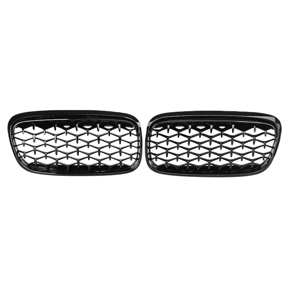 

2X Gloss Black Front Kidney Bumper Grille Mesh Diamond for -BMW F45 F46 Active Tourer 2014-2018