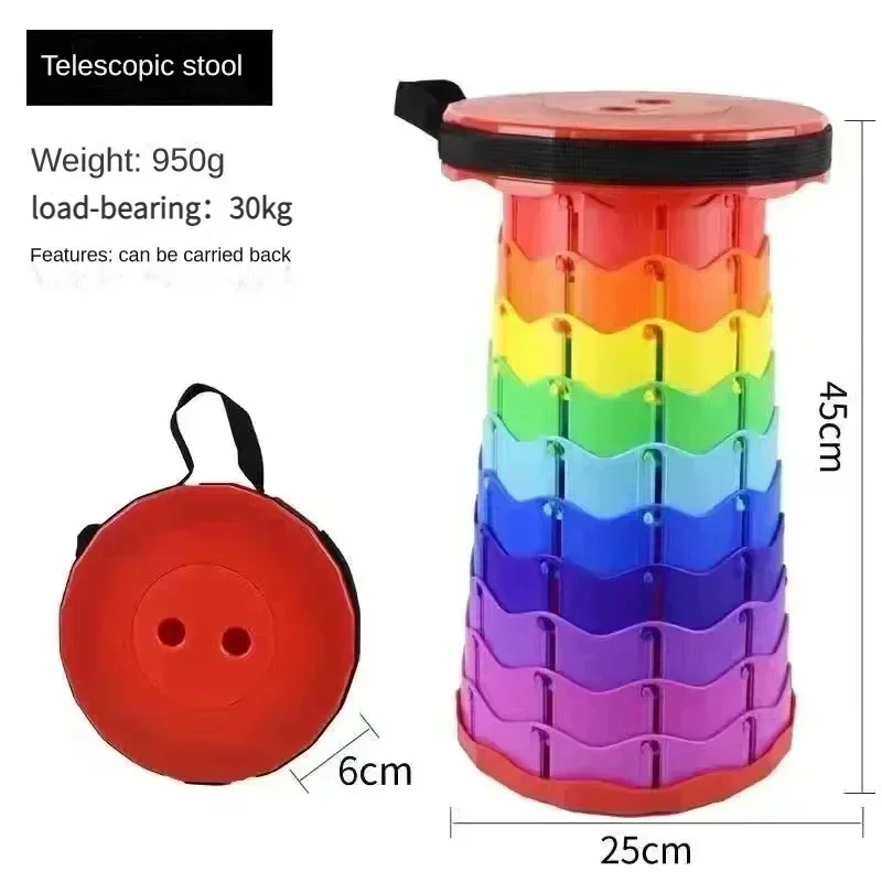2025 Hot Portable Folding Telescopic Stool Lightweight Plastic Subway Queuing Chair and Outdoor Camping Fishing with Carry Bag image 6