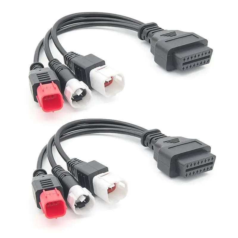 2X OBD2 Diagnostic Cable For Kline Euro5 Motorcycle 16 Pin To 3Pin 4Pin 6Pin OBD2 3 In 1 Diagnostic Adapter