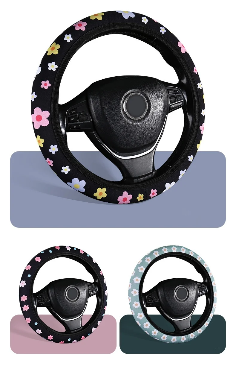 

Printed Steering Wheel Cover Anti-slip Protective Cover Comfortable Wear-resistant Universal Vehicle Interior Accessories