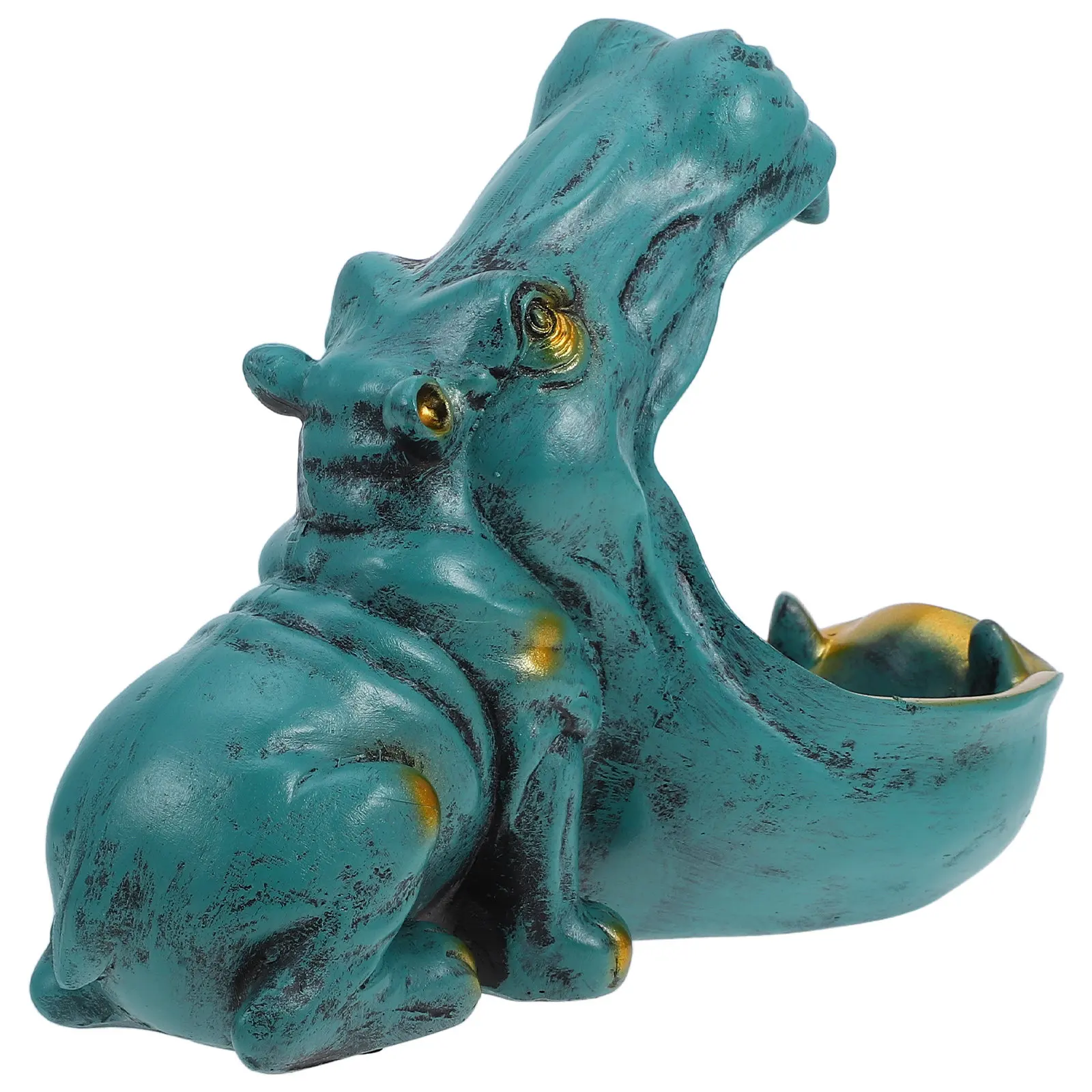 

Статуэтка бегемота в виде конфетницы: декоративная чаша из смолы для ключей, конфет или мелких предметов – причудливый элемент декора для гостиной