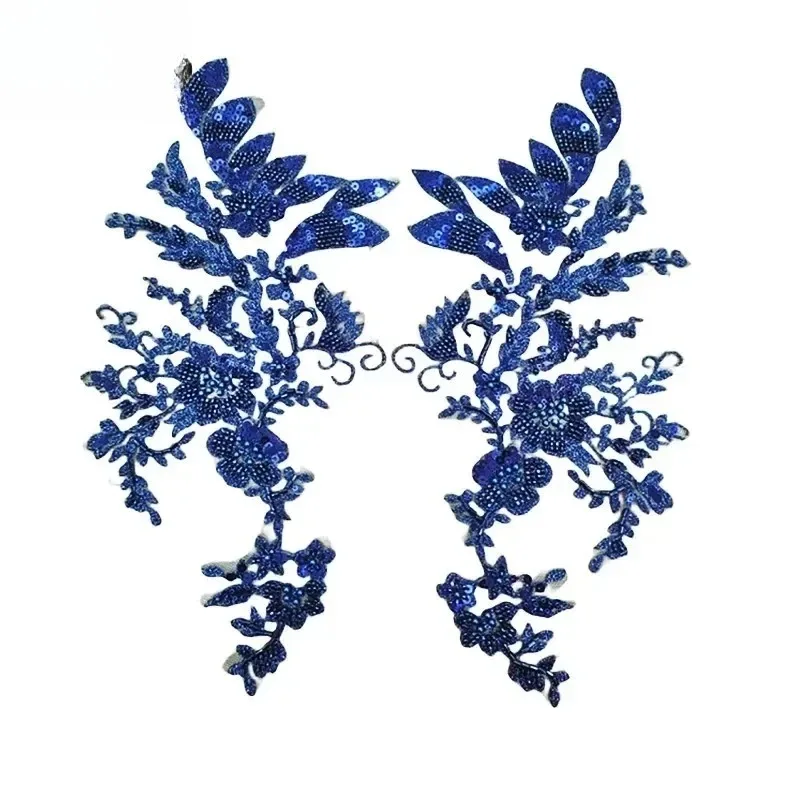 2Pcs = 1Pair. High Quality Multi-color Bead Lace, Mirrored Flowers, Wedding Dress Shoes, Headdress, DIY Sewing Accessories