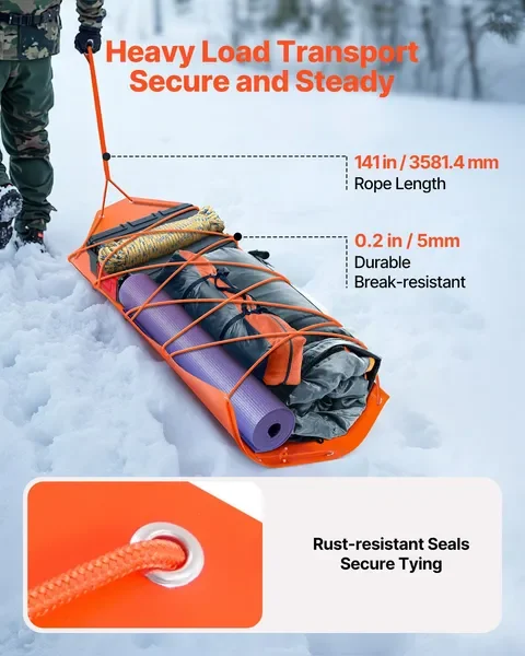 Trenó de arrasto de cervo 72,8 x 22,8 pol. 550 libras Trenó multiuso de PE para transporte