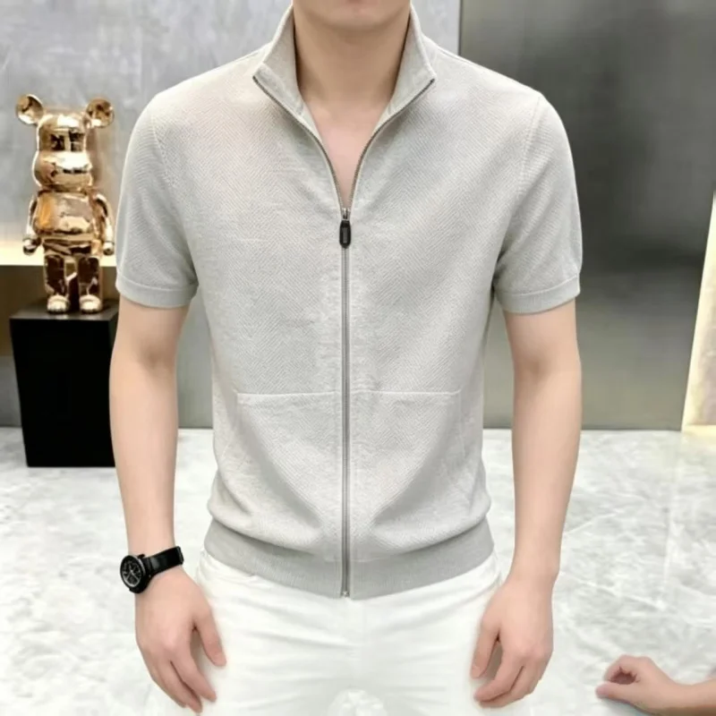 Summer New Style Men's Luxury Lightweight Breathable Old Money Style Short-Sleeved T-Shirt Casual