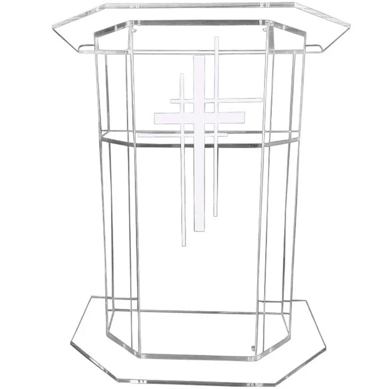 

Church Pulpit Designs Acrylic Clear Podium Church Pulpit with Christian Church Cross Easy assemble Stand Up Lectern