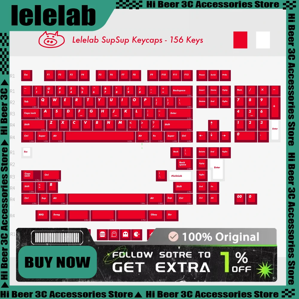 

LeleLab SupSup Keycaps Set 137-Keys Light Transparent ABS Mechanical Keyboard Keycap Customization Key Caps Pc Gamer Accessories