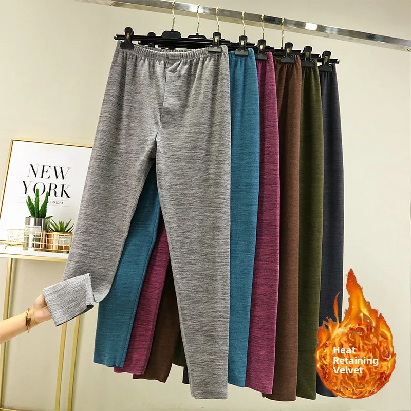 

Men's Thermal Fce Lined Cotton Trousers Thi Warm Tight Fit High Waist Long Pants Autumn Winter plus Size Home Clothes