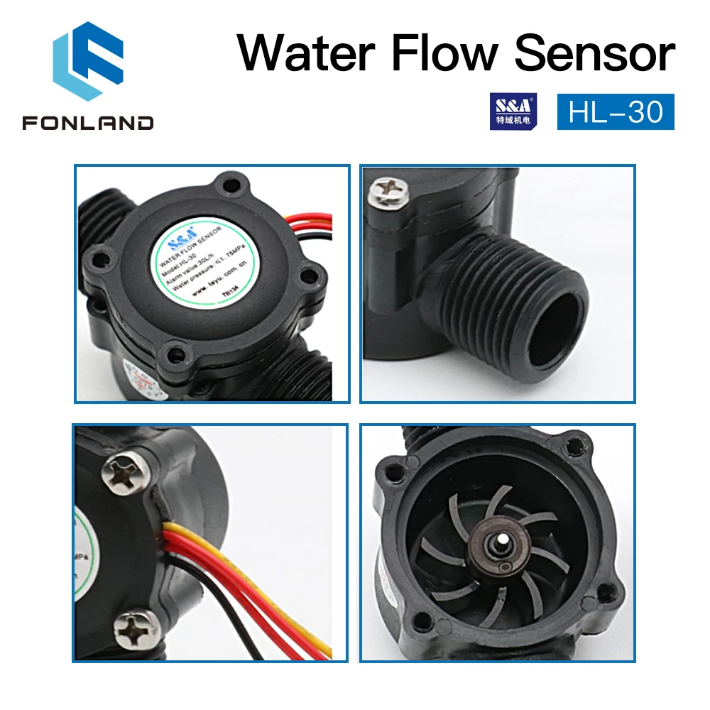 Imagem -06 - Fonland Interruptor de Fluxo Água Sensor Hl30 para s & a Chiller para Co2 Gravação a Laser Máquina Corte