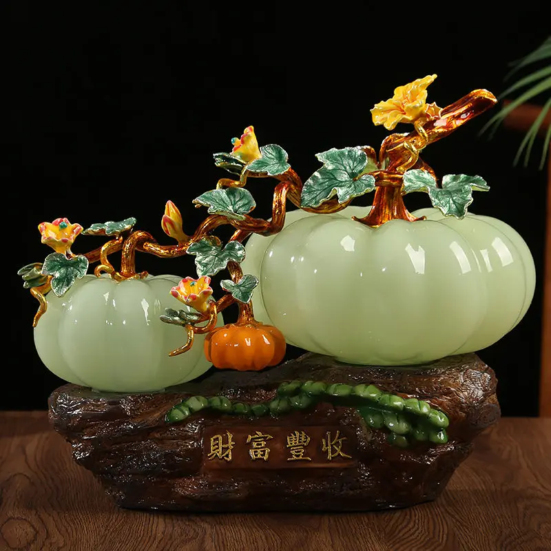 Living Room Decoration Fortune Harvest Pumpkin Glass Jade Enamel Creative Decoration Living Room Wine Cabinetoffice Decoration