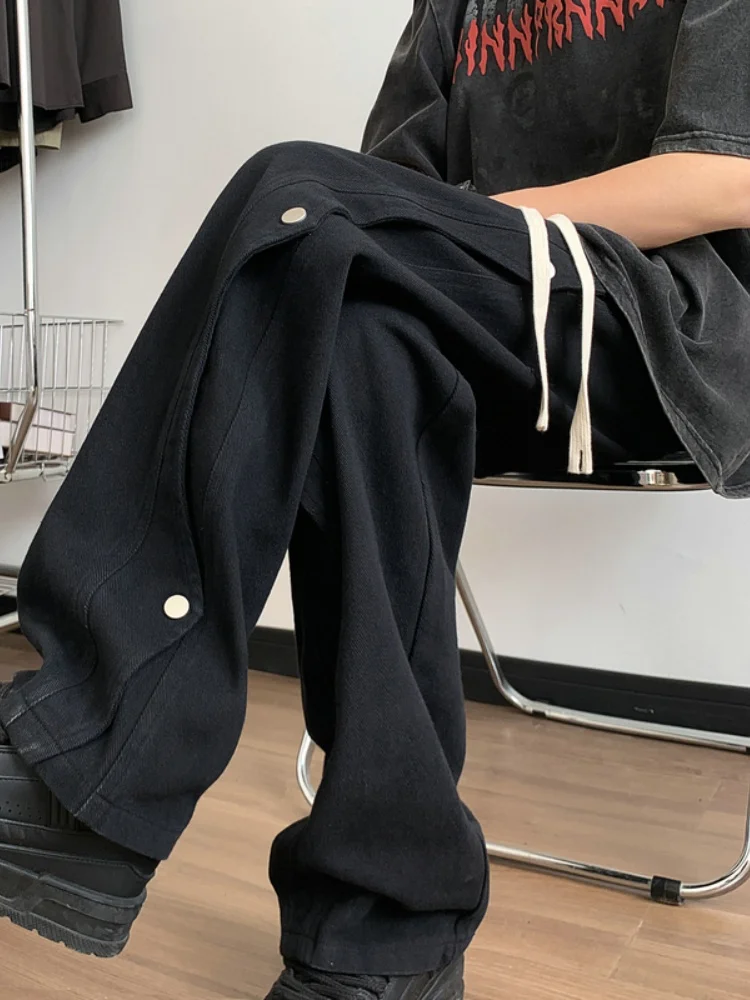 

Bla Loose Men's Jeans High Street American Sle Straight Leg Wide Leg Pants Wear Resistant Micro Stretch Denim Jeans