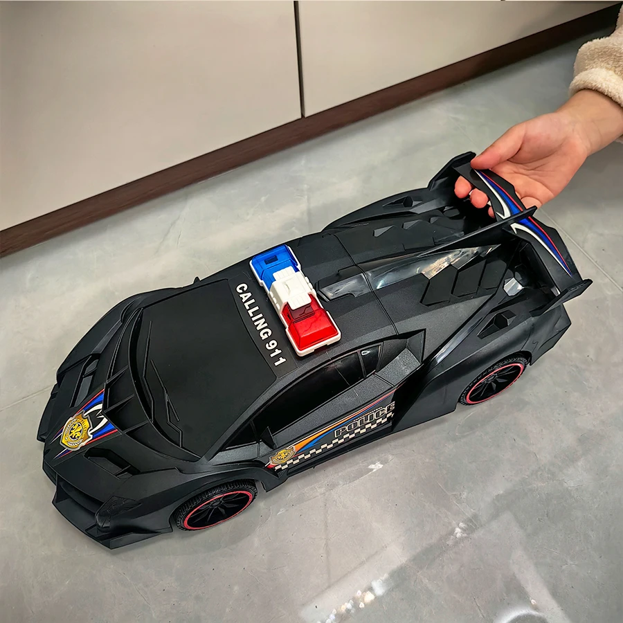 Modèle de voiture de police jouet-noir, jouet de voiture de sport réaliste jouet de voiture de police push-pull, adapté au cadeau d'anniversaire du nouvel an et de Noël