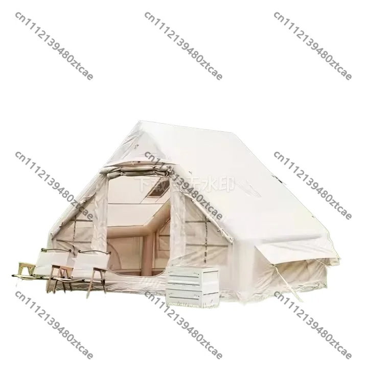 4-Person Outdoor Waterproof Inflatable Tent, Oxford Fabric Camping House with 40W Electric Pump & PVC Air Column