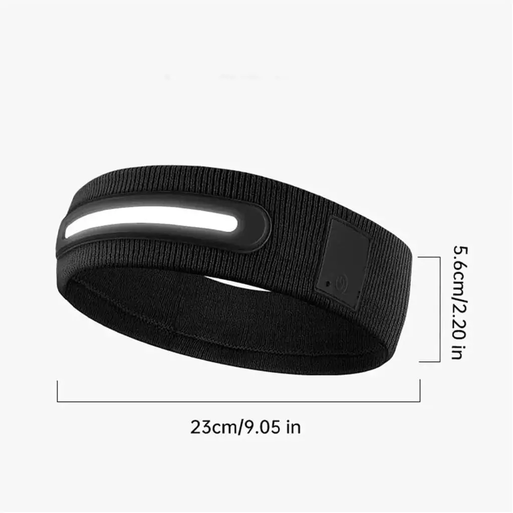 Rechargeable Headscarf Comfortable Headbands Led Lighting Black Cotton Elastic Adjustable Non Slip Usb Gift Home Art Deco Led