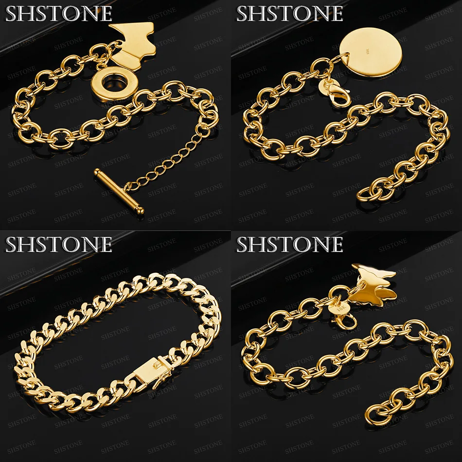 

18k Gold Bracelet Butterfly Puppy Smooth Round Pendant Cuban Chain Birthday Party Women Men Fashion Creative Jewelry Accessories