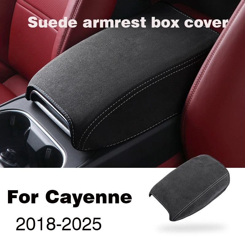 

For Porsche Cayenne 2018-2025 Suede Car Armrest Box Cushion Cover Interior Center Console Armrest Protective Pad Shell Case