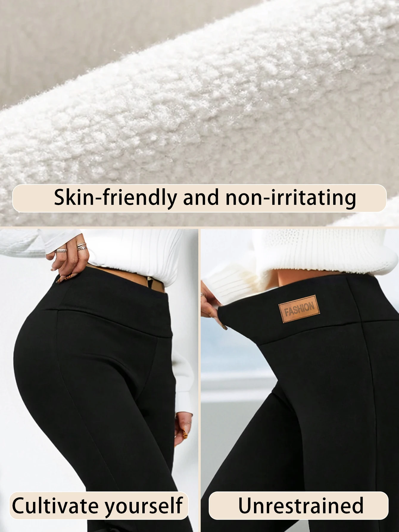 بنطال حراري نسائي، كامل الطول، مضيئة، حذاء برقبة واسعة، طراز Y2K قديم، مبطن بالصوف، عالي الخصر، مريح