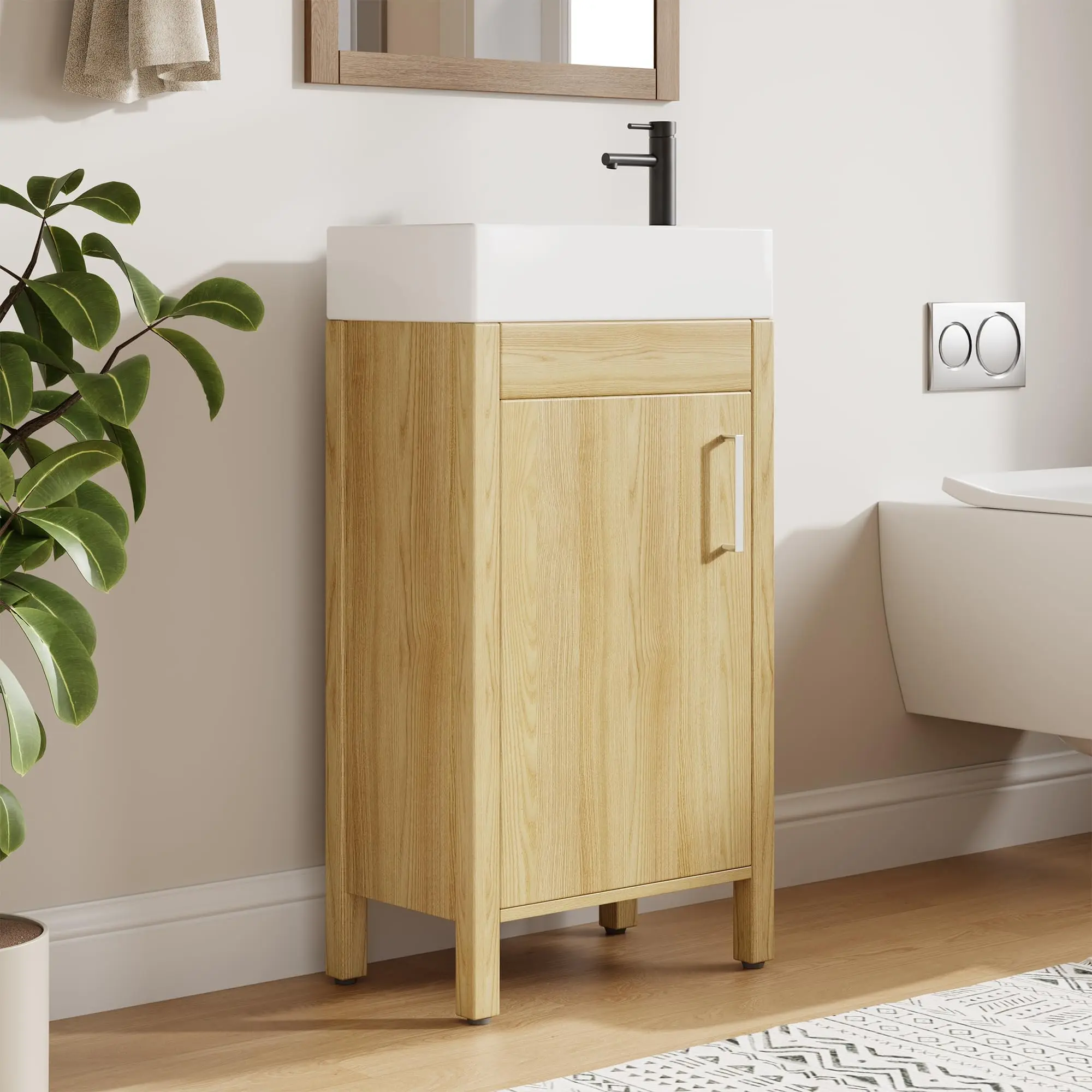 

30" Bathroom Cabinet With Sink, Vintage Wooden Sink Cabinet With Doors & Drawers For Home Office