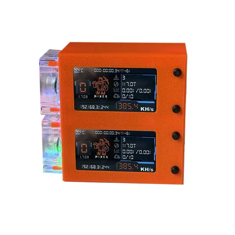 ABRW-Nerdminer V2 Pro Max BTC Solo Lottery Miner 390KH/Sx2 Dual Screen 780KH/S Bitcoin Crypto Miner With RGB Fan BTC Mining Rig