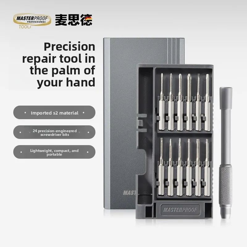 25 Piece Precision Screwdriver Set with 24 Extended Bits Magnetic Tip 360 Degree Rotating Cap for Phone Laptop Tablet Repair