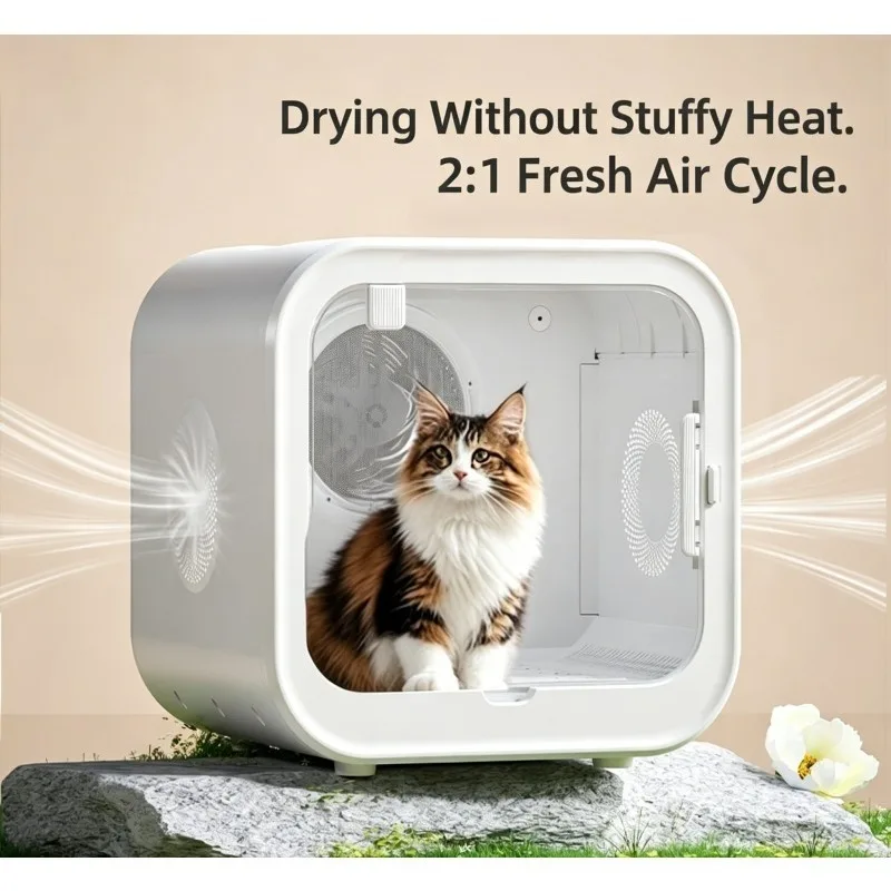 Low Noise Automatic Pet Hair Drying Box, Large Capacity Pet Dryer Box for Cats Dogs, Household Pet Bath Blowing Grooming Machine