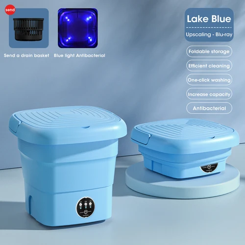 휴대용 세탁기 학생 기숙사 속옷 양말 미니 청소 기계, 소형 접이식 세탁 버킷 세탁기, 8L 