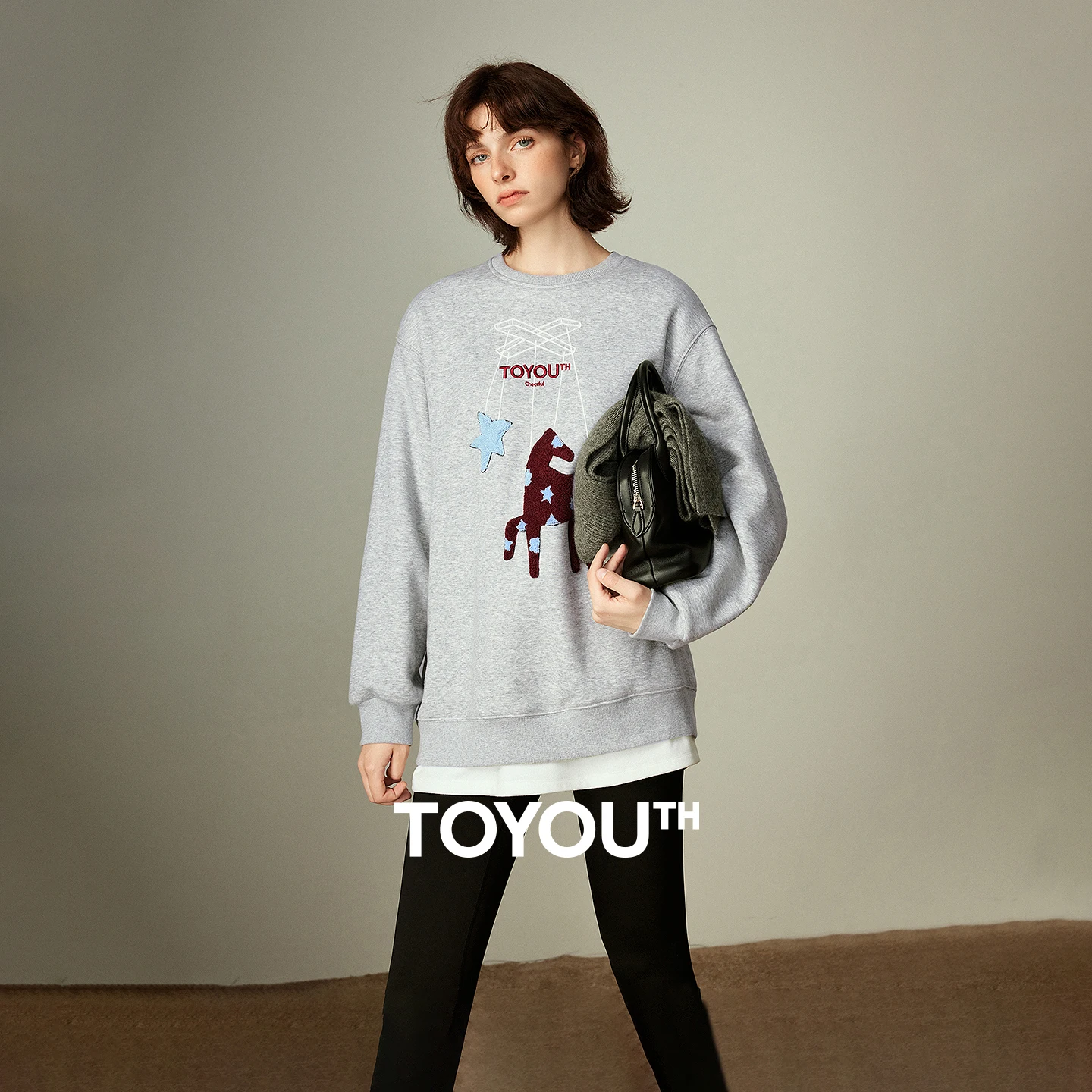 TOYOUTH المرأة Aoli المخملية هوديي 2025 شتاء جديد الأشعة تحت الحمراء البعيدة التدفئة المنغولية الحصان الطوطم بلوزة فضفاضة