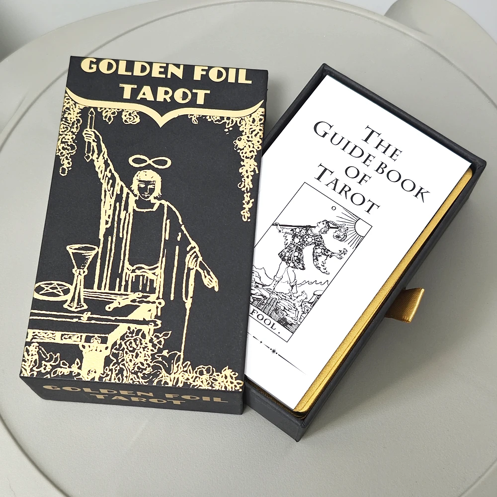 

78 Pcs Waterproof and Wear-resistant Tarot Cards PVC Tarot Deck 12*7cm In Pull-out Gift Box with Guidebook for Beginners