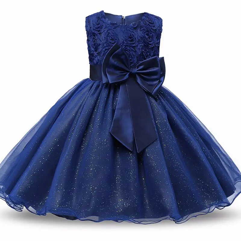 2024 baby dress one year old dress 0-2-6T wave mesh bow princess dress one year old baby dress full moon dress