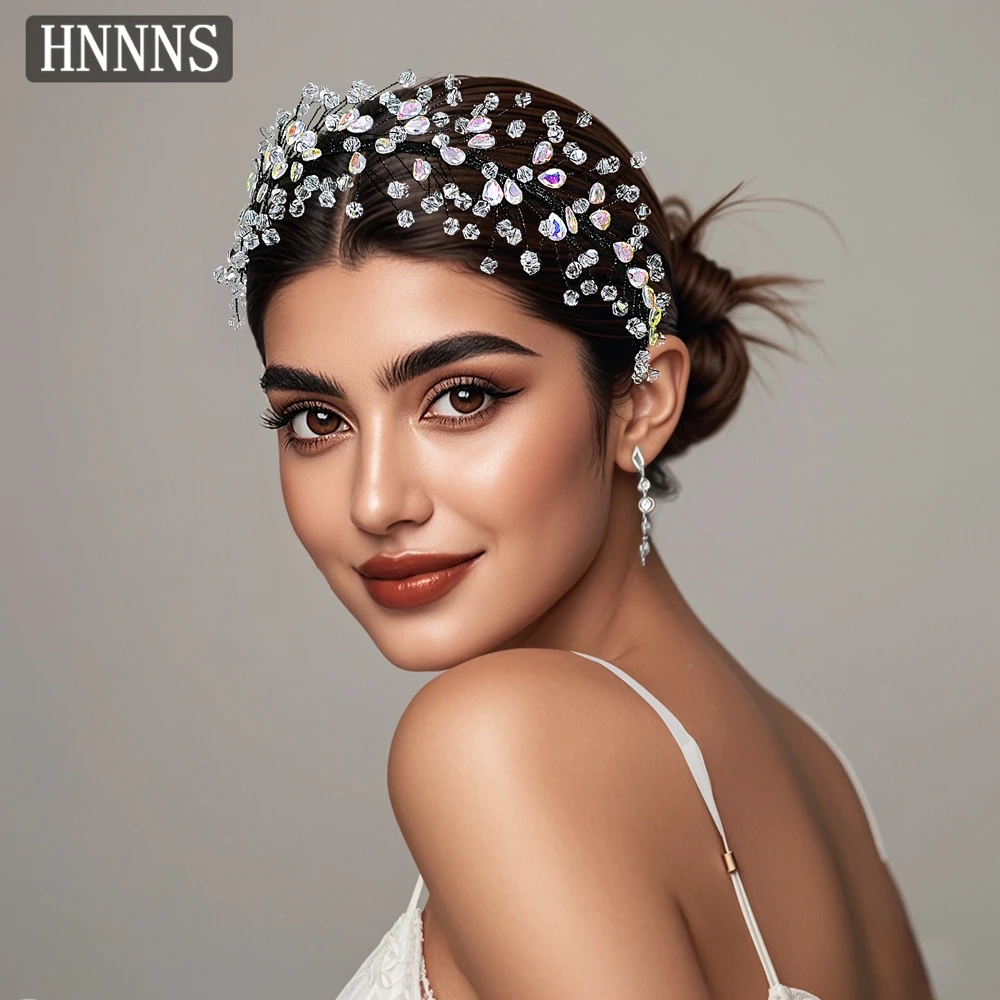 

TOPQUEEN Elegant Bridal Wedding Headpiece Handmade Weaving Splicing Rhinestone Women's Minimalist Banquet Party Headband YXA85