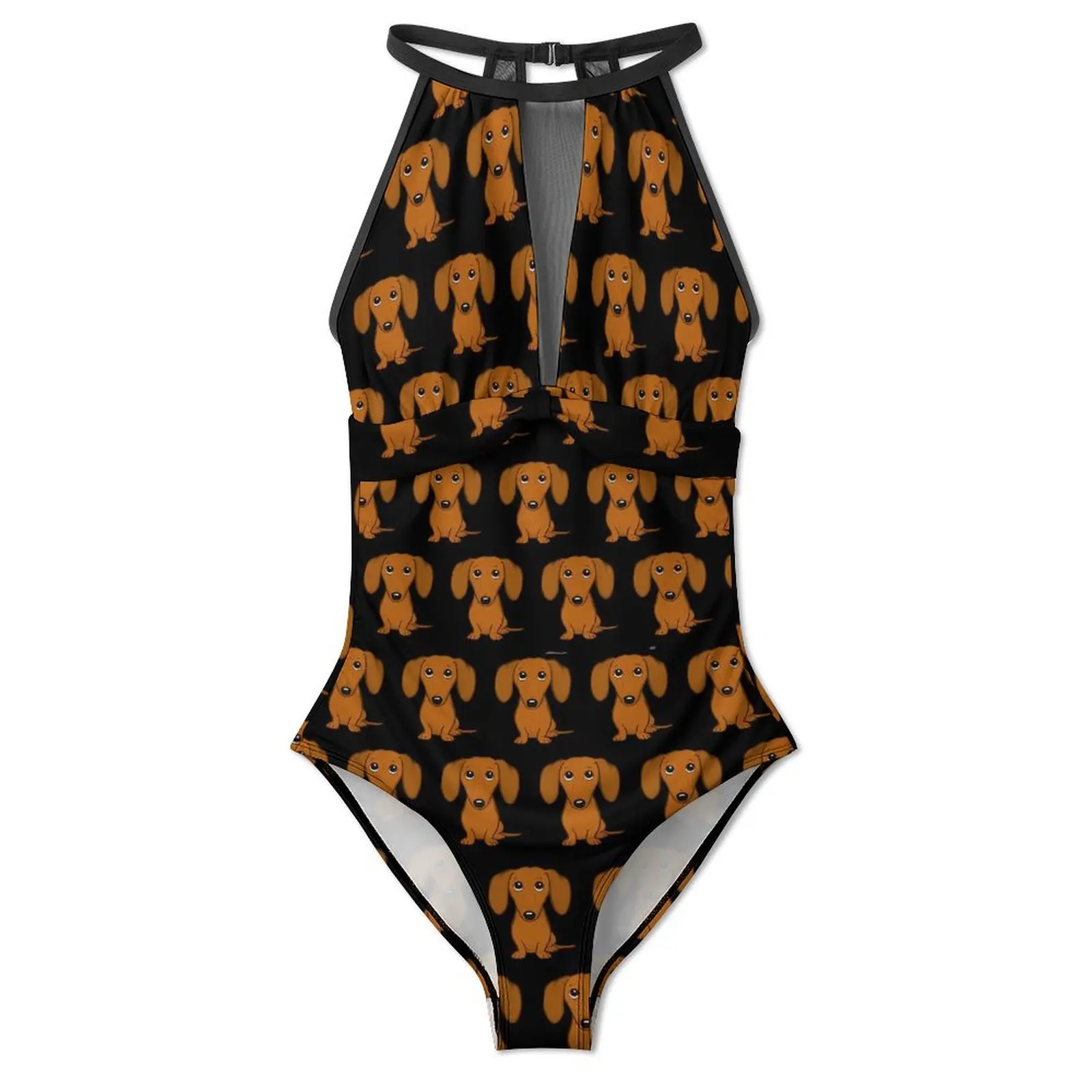 Dog Print Swimsuit Cute Dachshunds Swimwear One Piece Holiday Surf Swimsuits Cut Out Bathing Suits Woman Push Up Sexy Beach Wear