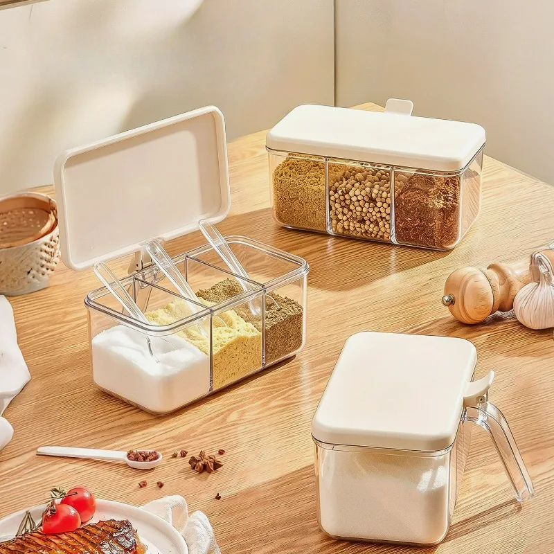 Seasoning Box Household Kitchen Integrated Multi-grid Seasoning Can Combination Set Seasoning Salt Storage Seasoning Bottle