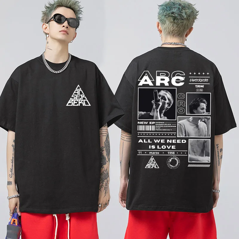 

Singer Cancerbero Graphic T Shirt Men Women Music Album Allwe Need Is Love T-shirts Male Hip Hop Harajuku T-shirt Short Sleeve