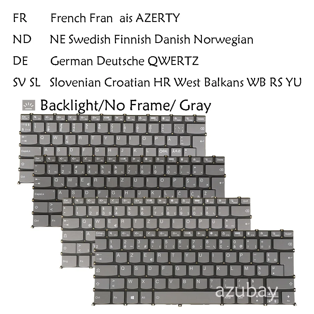 Keyboard For Lenovo IdeaPad 3-14ALC6 3-14ABA7 3-14ADA6 3-14ALC6 3-14IAU7 3-14ITL6 French AZERTY Nordic SD NW DK German Slovenian