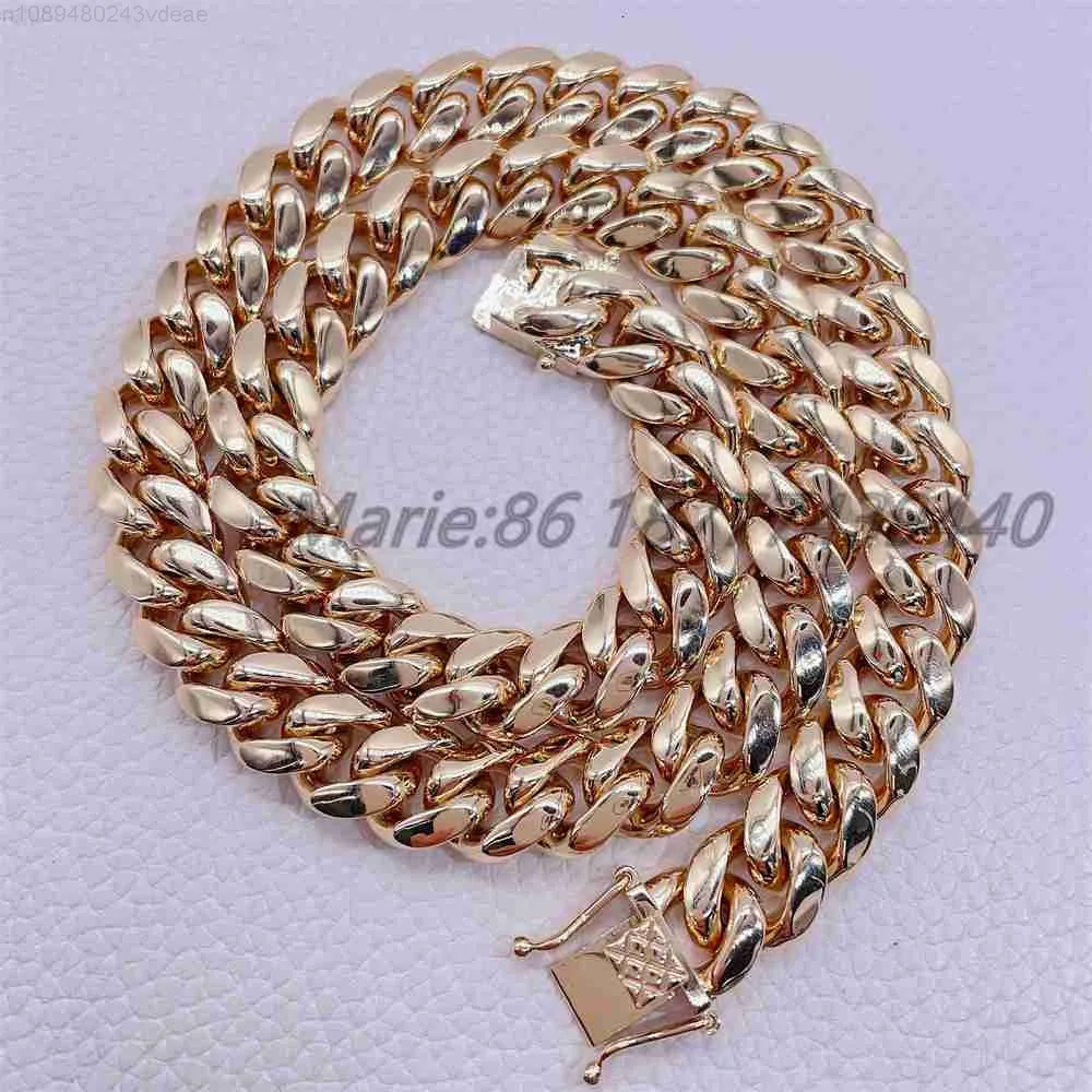 Luxury Hip Hop Jewelry with Certificate 12mm 20inches Solid Gold Cuban Link Chain 14k Cuban Link Real Gold Necklace