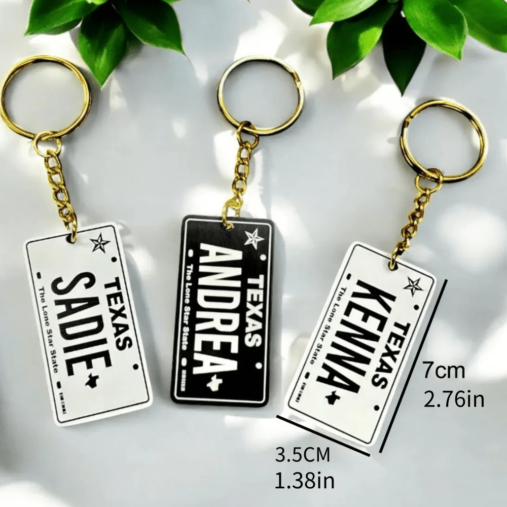 Custom Keychain Personalized Text Name Road Plate License Plate Number Acrylic Label Party Gift Custom Plate Number Key Chain