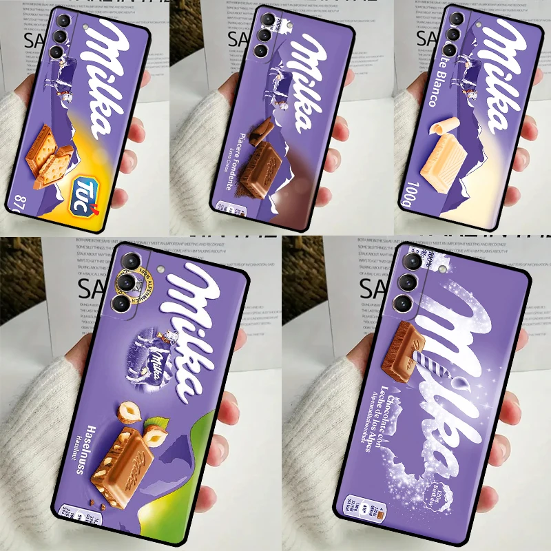 Schokoladen milka Box Fall für Samsung Galaxy S22 S23 S24 Ultra Note 20 10 S8 S9 S10 plus S21 S20 Fe Softcover