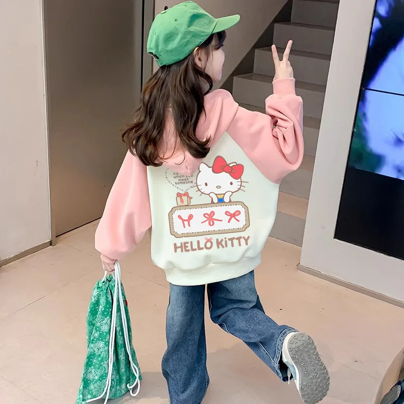 

My Melody Hello Kitty Anime Kawaii Sanrio Print Long Sleeve Coat Spring Autumn Cute Kuromi Hoodie Jacket Gifts for Kids