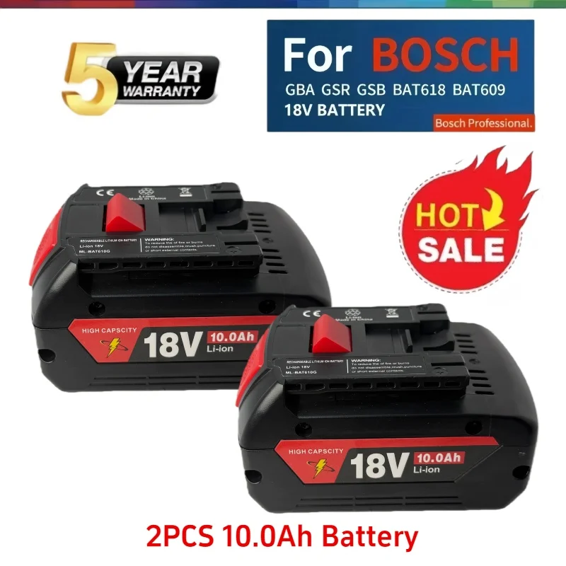 

18V 10.0Ah replaceable Bosch 18V power tool battery, suitable for Bosch tool GST 185-LI GBH 18V-22 X GSB 185-LI, with Fuel Gauge
