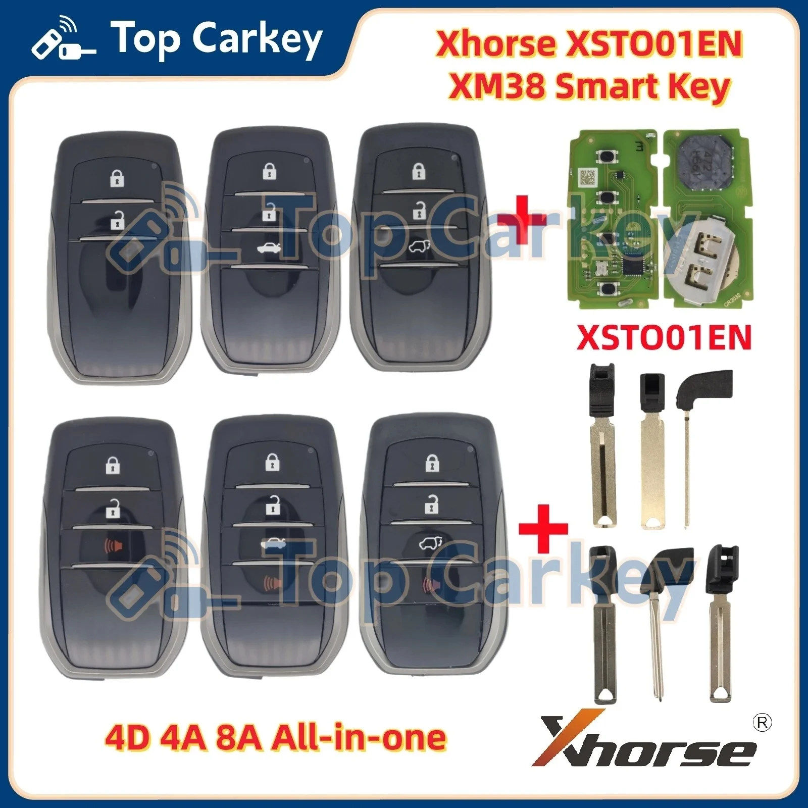 

Xhorse XM38 Smart Key XSTO01EN Global Version Support 4D 8A 4A Chip for TOY RAV4 Highlander Land Cruiser Prado Style