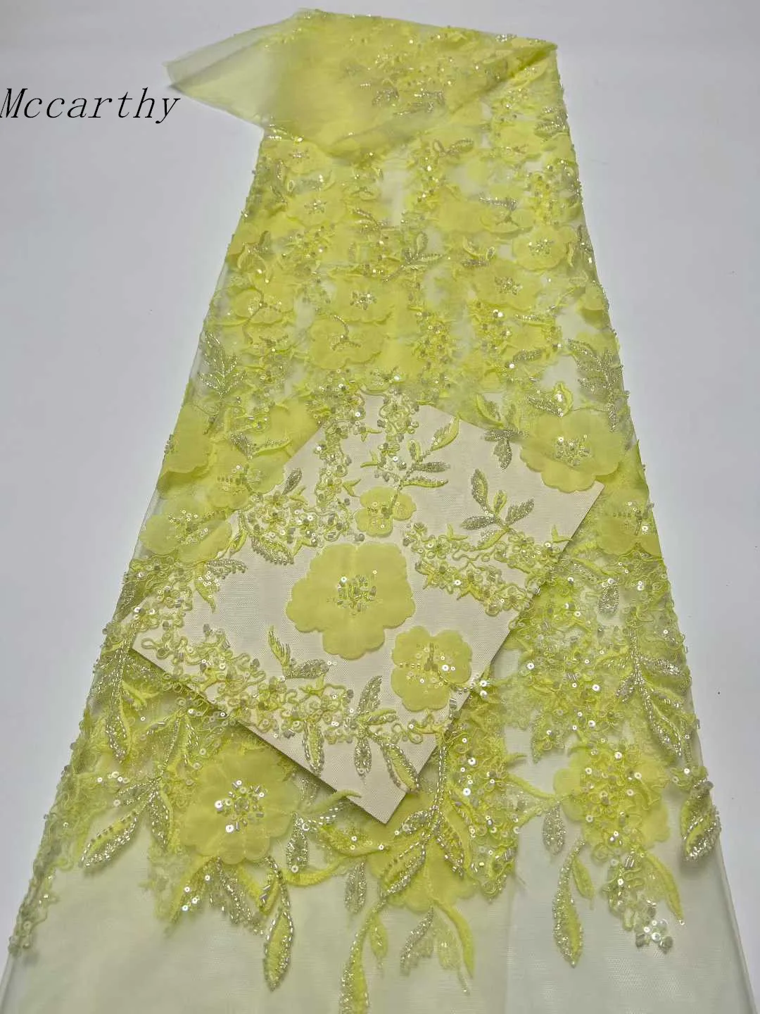 

5Yards Luxury African Sequins Jacquard Groom Lace Fabric 2026 High Quality French Nigerian Beaded Lace Fabric For Wedding Dress