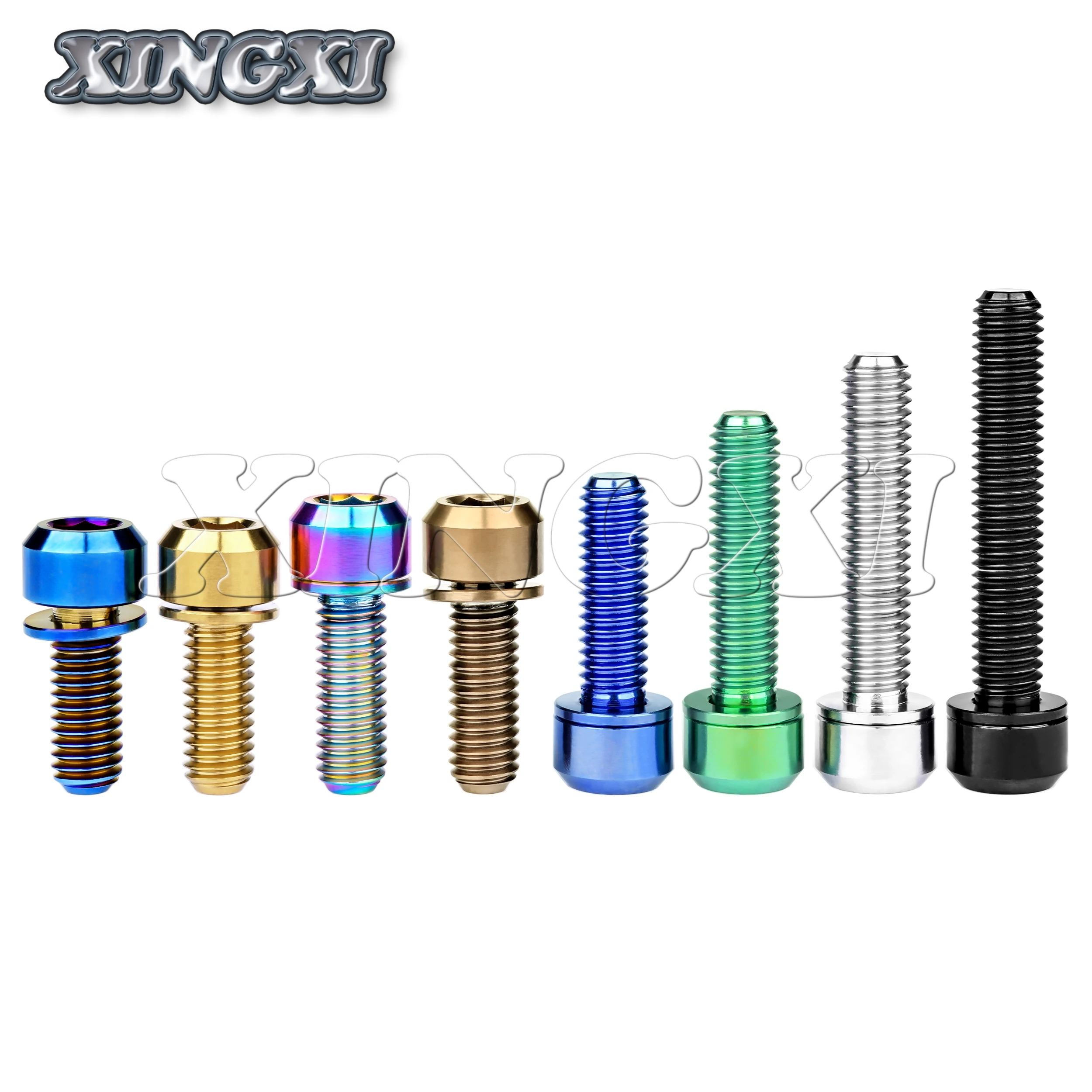 Xingxi  Titanium Bolt M5/M6x16 18 20 25 30 35mm With Washer For Bicycle Srew Disc Brake Stem Clamp Bike Accessories Fasteners