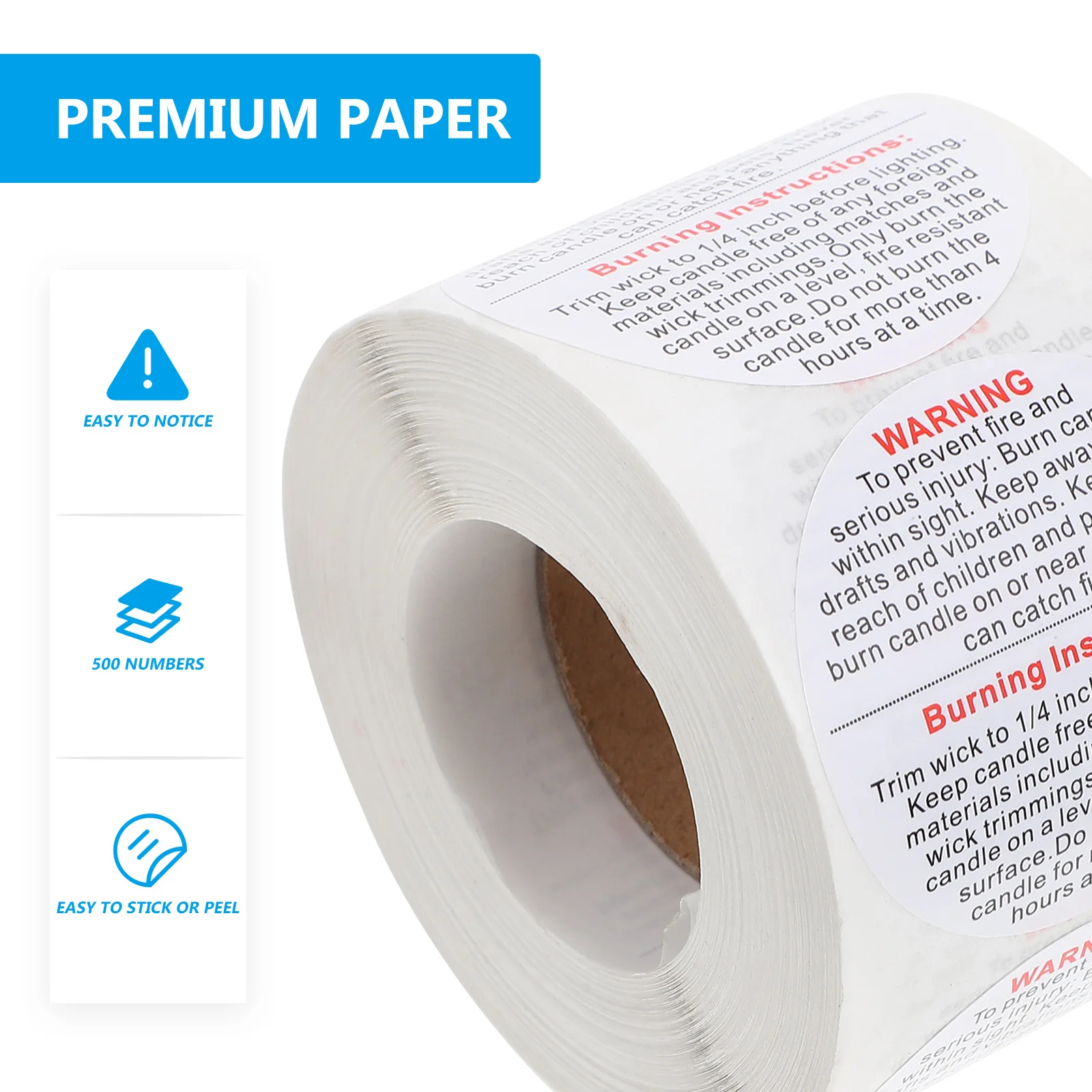 

Рулон самоклеящихся предупреждающих наклеек из премиальной бумаги для контейнеров, банок, восковых плавителей, DIY-этикеток