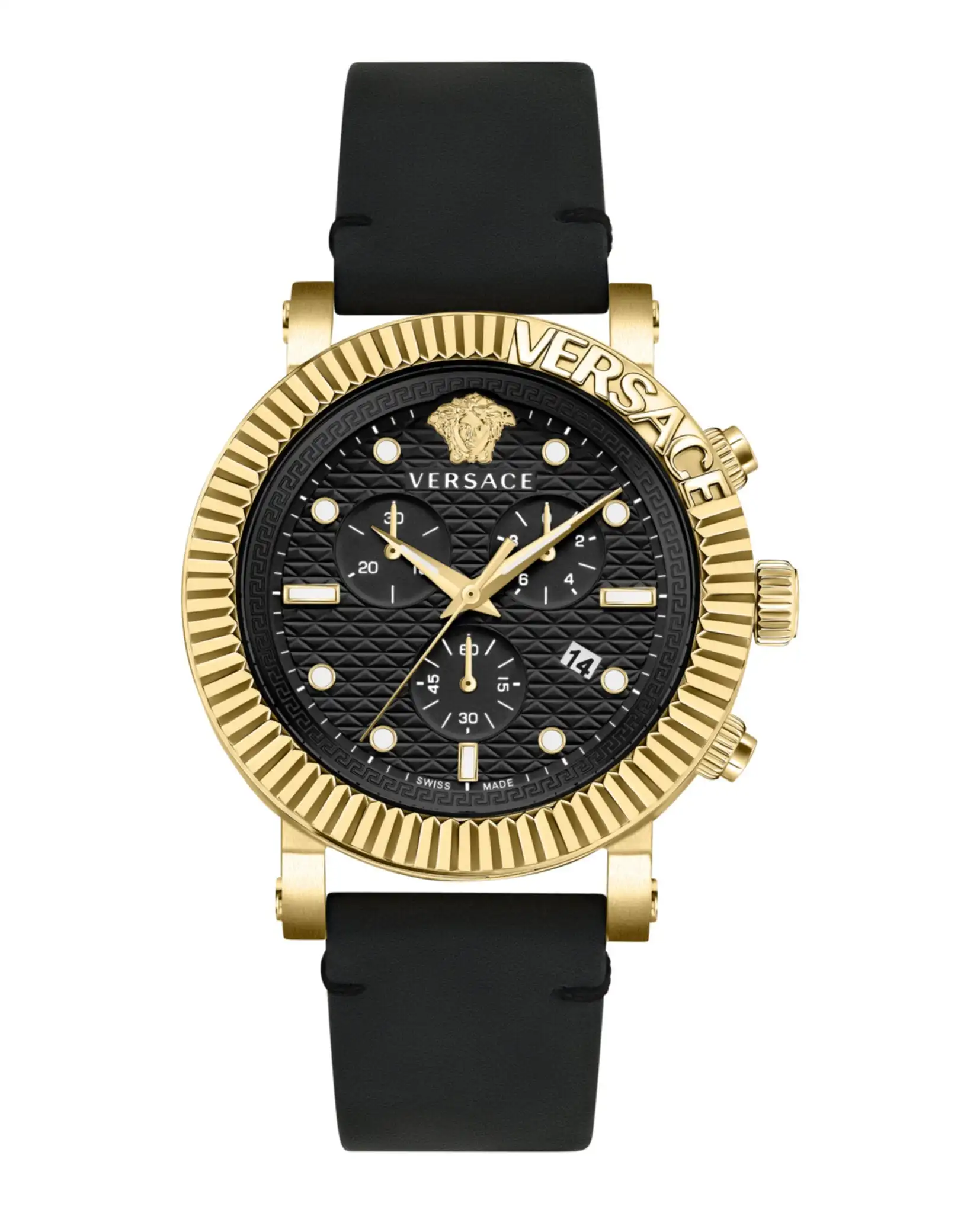 Versace v-chrono jam tangan kulit klasik VESQ00122