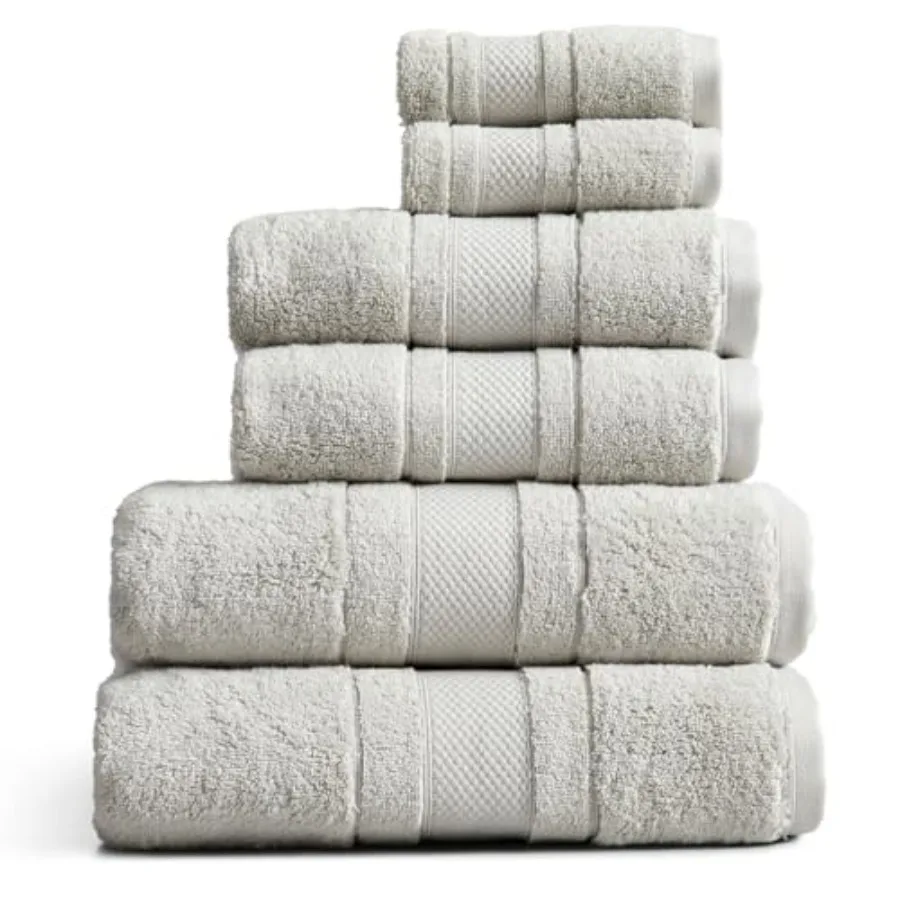 Luxury 100 Cotton Bath Towels Set for Hotel Spa Zero Twist Cotton Grey Ultra Soft Thick Plush Highly Absorbent 6 Piece