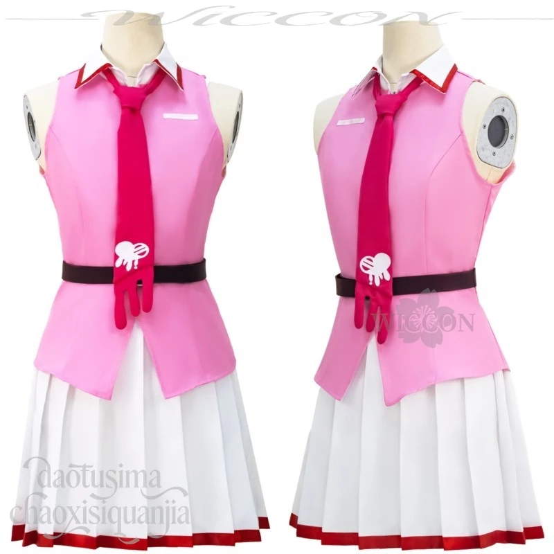 

Mikuuu Crossover Pink Bear New Outfit Kawaii Pink Vest White JK Dress Sweet Lolita Jirai Kei play Anime Game Project Sekai코스