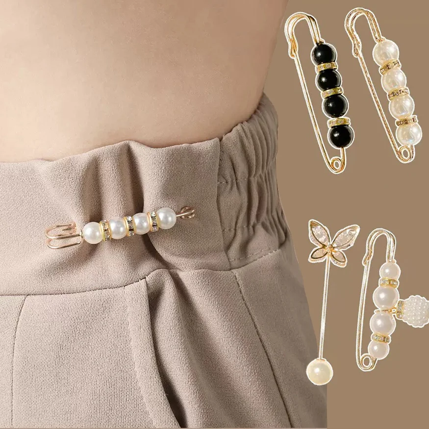 

3/6 Pcs Women's Clothing Brooch Set Pearl Rhinestone Brooches for Women Lapel Pin Tightening Waist Pin Diy Accessories